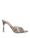 Amina Muaddi Woman Sandals Charcoal Size 7 Synthetisches Material In Gray