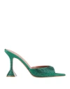 Amina Muaddi Woman Sandals Emerald Green Size 11 Textile Fibers