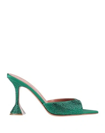 Amina Muaddi Woman Sandals Emerald Green Size 11 Textile Fibers In Green