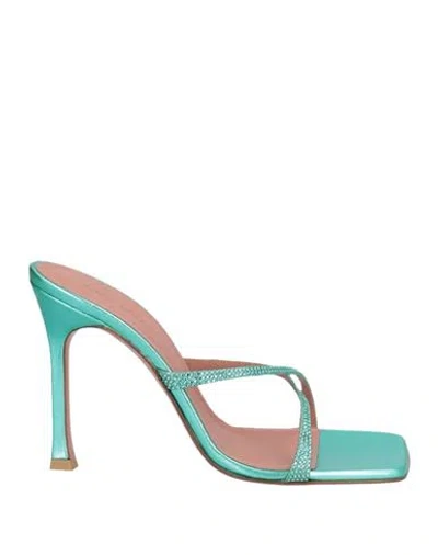 Amina Muaddi Woman Sandals Emerald Green Size 8 Leather