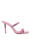 Amina Muaddi Woman Sandals Fuchsia Size 8 Leather In Pink