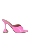 Amina Muaddi Woman Sandals Fuchsia Size 7.5 Leather In Pink