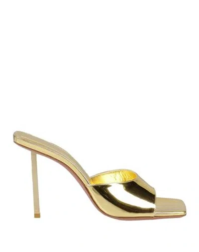 Amina Muaddi Woman Sandals Gold Size 7 Leather