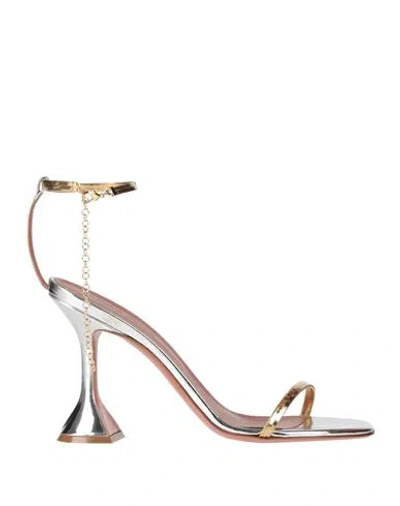 Amina Muaddi Woman Sandals Gold Size 7.5 Leather