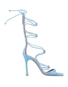 Amina Muaddi Logo Laced With High-heeled Sandals In Blue