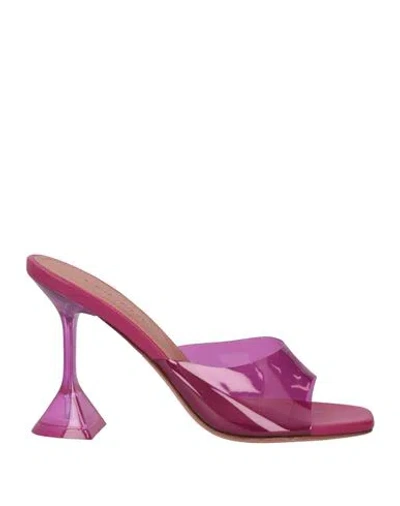 Amina Muaddi Woman Sandals Magenta Size 8 Pvc - Polyvinyl Chloride In Magenta
