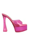 Amina Muaddi Dalida Glass Pvc Platform Mules In Magenta