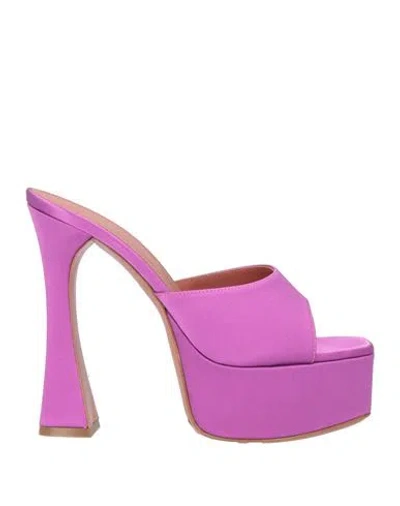 Amina Muaddi Woman Sandals Mauve Size 8 Textile Fibers In Purple