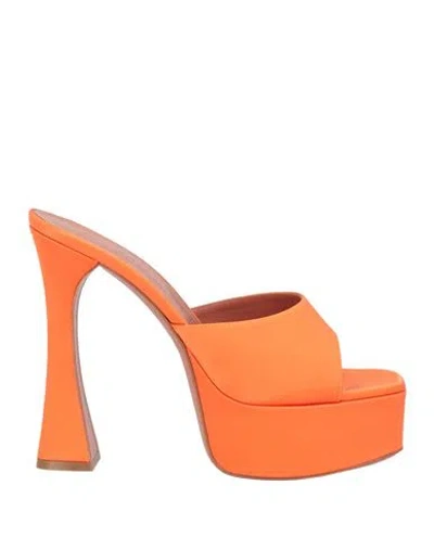 Amina Muaddi Woman Sandals Orange Size 10 Textile Fibers