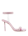 Amina Muaddi Woman Sandals Antique Rose Size 8 Soft Leather, Pvc - Polyvinyl Chloride In Pink