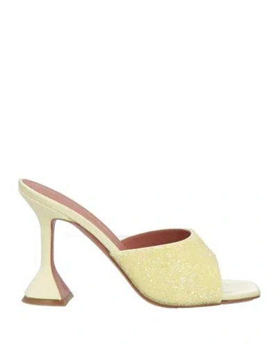 Amina Muaddi Woman Sandals Pastel Yellow Size 8 Textile Fibers