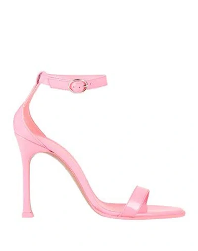 Amina Muaddi Woman Sandals Pink Size 8 Leather