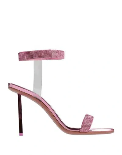 Amina Muaddi Woman Sandals Pink Size 8 Soft Leather, Pvc - Polyvinyl Chloride