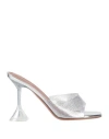 Amina Muaddi Woman Sandals Silver Size 6 Pvc - Polyvinyl Chloride In Silver