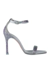 Amina Muaddi Woman Sandals Sky Blue Size 10 Textile Fibers In Blue