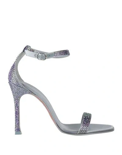 Amina Muaddi Woman Sandals Sky Blue Size 10 Textile Fibers