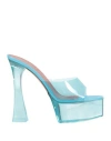 Amina Muaddi Woman Sandals Turquoise Size 8 Pvc - Polyvinyl Chloride In Blue