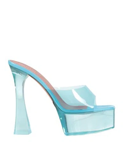 Amina Muaddi Woman Sandals Turquoise Size 8 Pvc - Polyvinyl Chloride In Blue