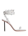 Amina Muaddi Woman Sandals White Size 8 Leather In White