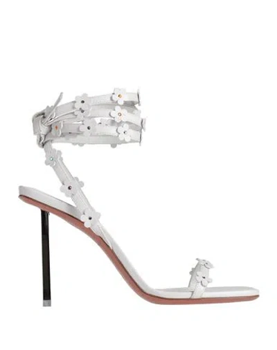 Amina Muaddi Woman Sandals White Size 8 Leather