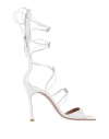 Amina Muaddi Woman Sandals White Size 8 Leather