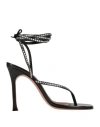 Amina Muaddi Woman Thong Sandal Black Size 8 Leather In Black