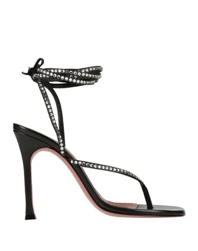 Amina Muaddi Woman Thong Sandal Black Size 8 Leather