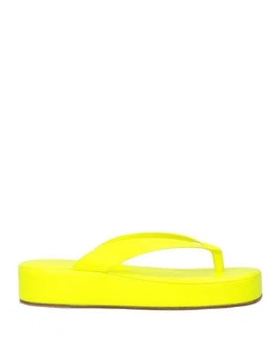 Amina Muaddi Woman Thong Sandal Yellow Size 8 Leather