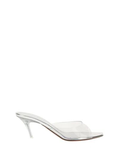 Amina Muaddi Women Alexa Slip-on Sandals In Silver