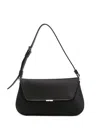Amina Muaddi Mini Rectangular Satin Shoulder Bag In Black
