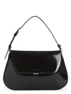Amina Muaddi Leather Handbag With Curved Base And Reptile Motif Embossing