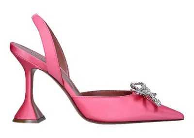 Pre-owned Amina Muaddi Women's  Rosie 95mm Satin Sling Sneakers In Bubble Pink