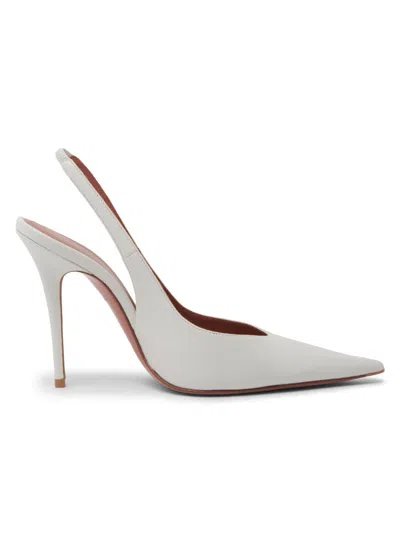 Amina Muaddi Women's Anok 105mm Leather Slingback Pumps In White