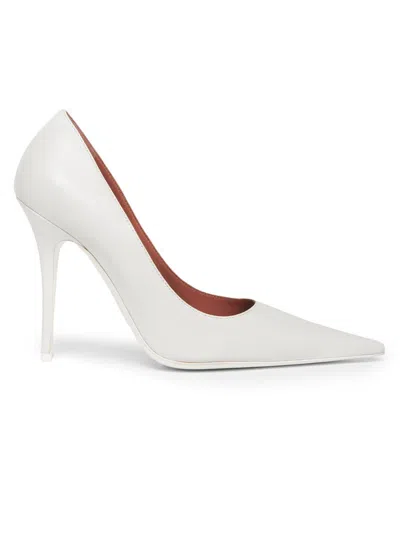 Amina Muaddi Women's Barbara 105mm Leather Pumps In White
