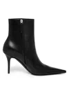 Amina Muaddi Women's Barbara Leather Ankle Boots In Black
