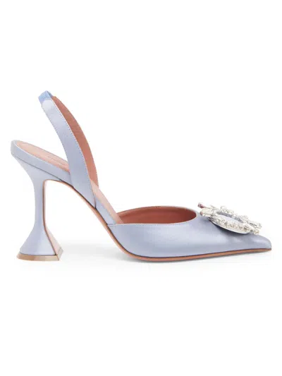 Amina Muaddi Women's Begum 95mm Silk Slingback Pumps In Blue