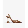 Amina Muaddi Holli Glass Slingback Pumps 105 In Beige