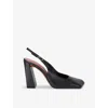 Amina Muaddi Charlotte Leather Slingback Pumps In Black