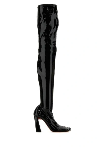 AMINA MUADDI AMINA MUADDI WOMEN BLACK LATEX MARINE BOOTS