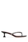 Amina Muaddi Women Black Leather Gigi Thong Mules