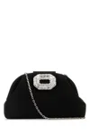 Amina Muaddi Satin Finish Shoulder Bag With Embellished Buckle