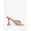 Amina Muaddi Woman Thong Sandal Apricot Size 7.5 Textile Fibers In Metallic