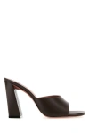Amina Muaddi Brigitte 95 Leather Mules In Brown