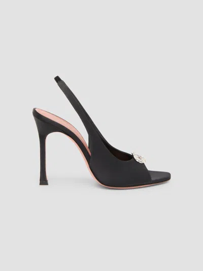 Amina Muaddi Women's Camelia 95mm Silk Satin Slingback Sandals In Black