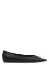 Amina Muaddi Camelia Ballerinas In Black Hammered Leather