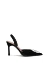 Amina Muaddi 90mm Camelia Crystal-embellished Slingback Pumps In Black