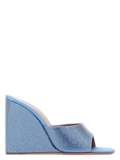 AMINA MUADDI WOMEN'S CERULEAN BLUE SATIN LUPITA MULES