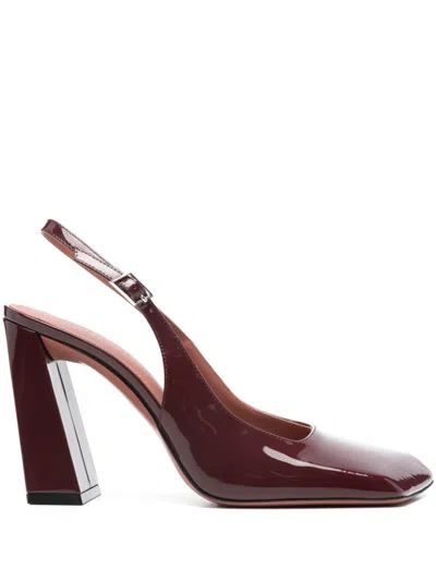 Amina Muaddi Women Charlotte Patent Leather Slingback Pumps In Red