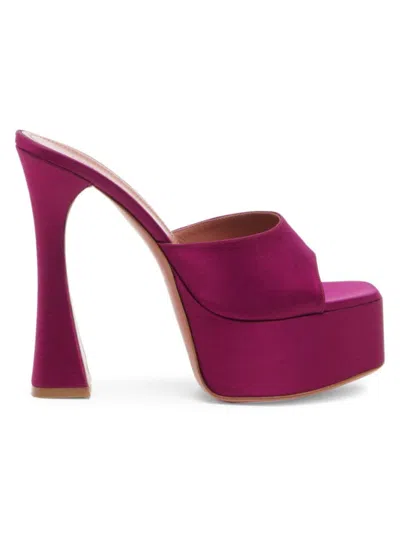 Amina Muaddi Dalida 140 Satin Platform Sandals In Satin Magenta