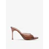 Amina Muaddi Bianca Glass Slipper 95 High Heel Sandals In Brown